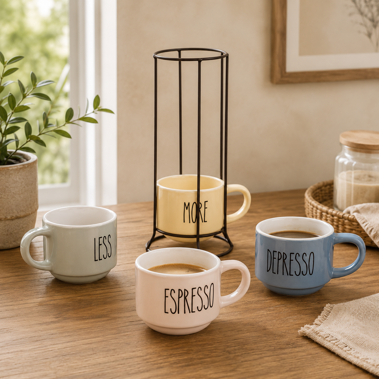Ceramic Espresso Mug Rack Set