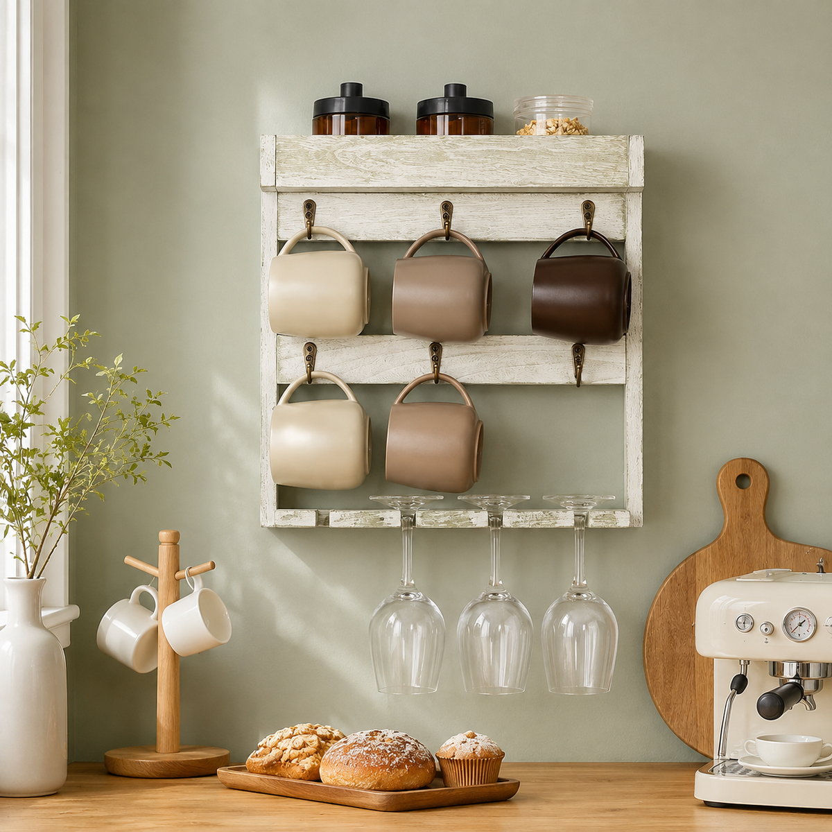 Wall-Mounted Mug Storage Rack