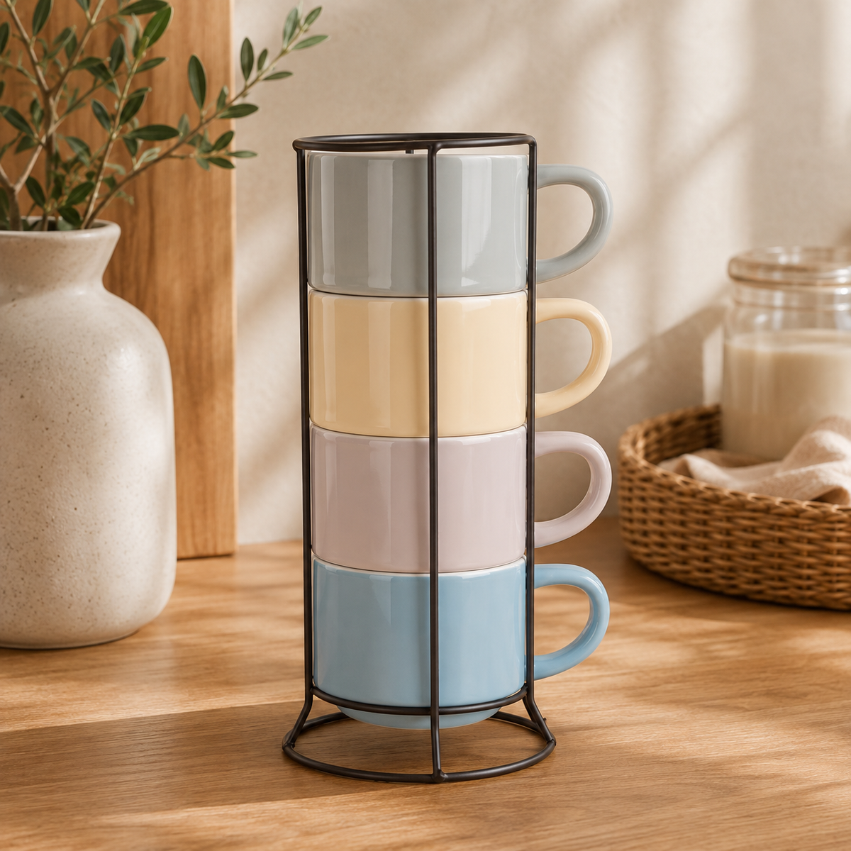 Ceramic Espresso Mug Rack Set