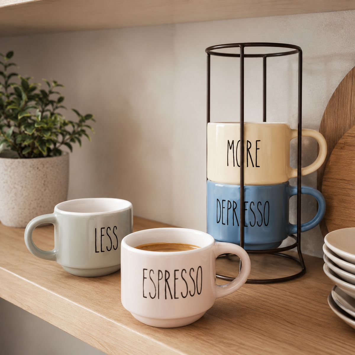 Ceramic Espresso Mug Rack Set